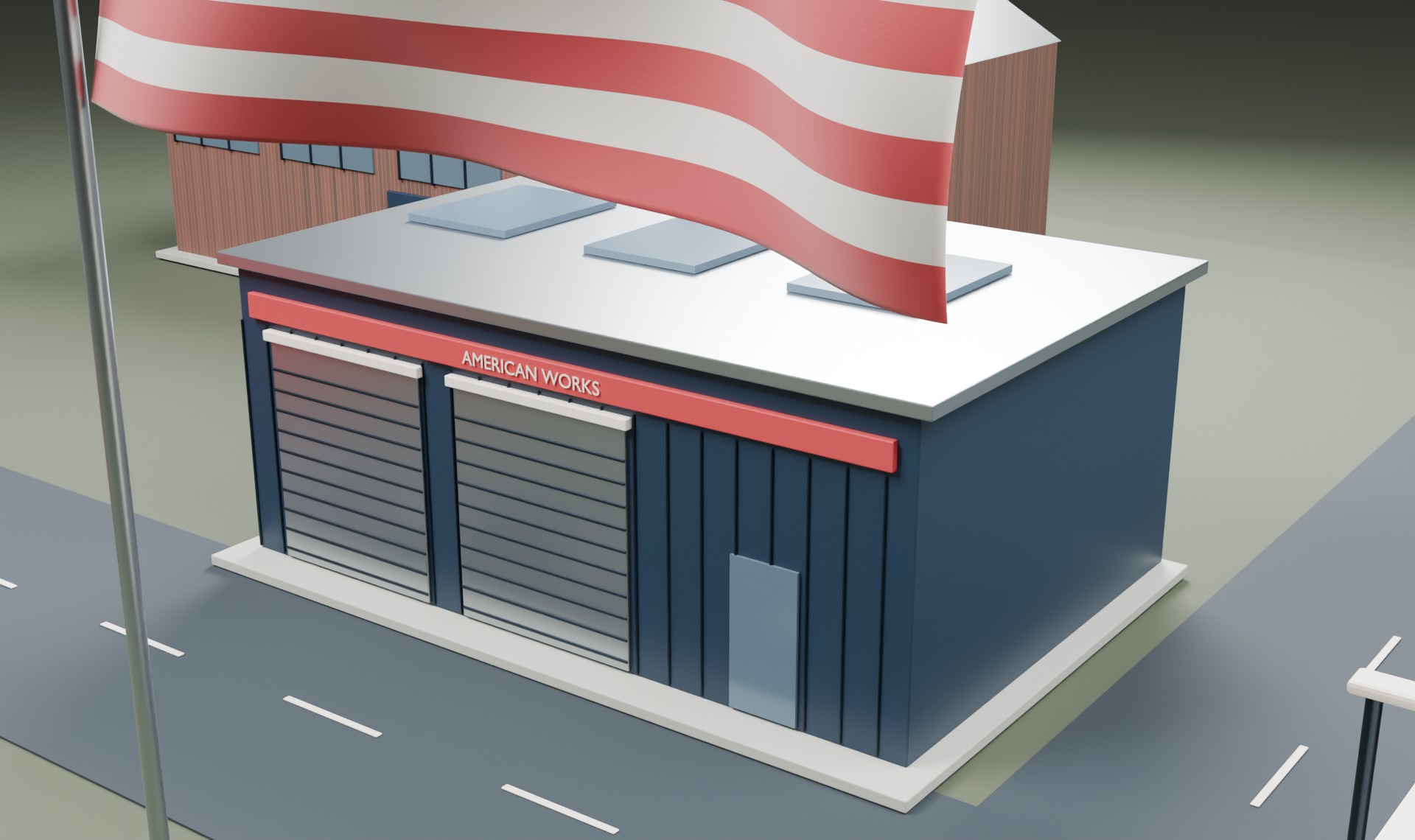 Original American skilled-trades workshop architectural concept.